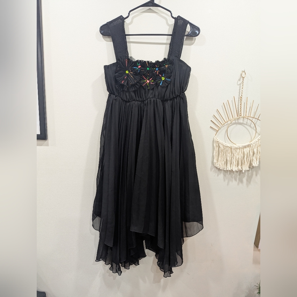 Suzy Shier Vintage Beautiful Black Dress with Colorful Embellishments